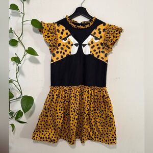 Stella McCartney Kids Yellow and Black Leopard Print Dress